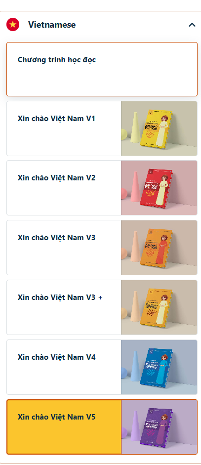 Bộ giáo trình Xin chào Việt Nam từ V1 đến V5, kết hợp cùng phần mềm
